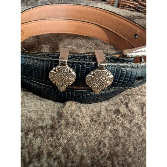 Brighton Leather Belt 32 Lizard Embossed Black Silver Western Cowgirl Boho Rodeo main image 6